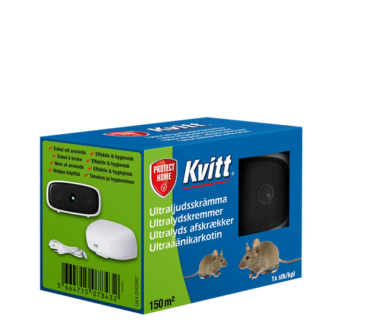 Kvitt Ultrasonisk repeller mot gnagere 150kvm
